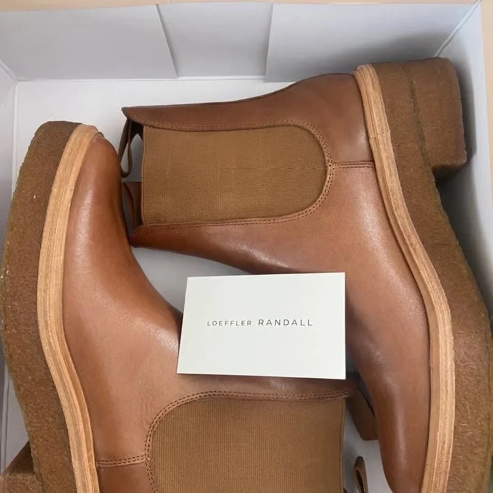 Loeffler Randall Chestnut Leather Chelsea Platform Booties